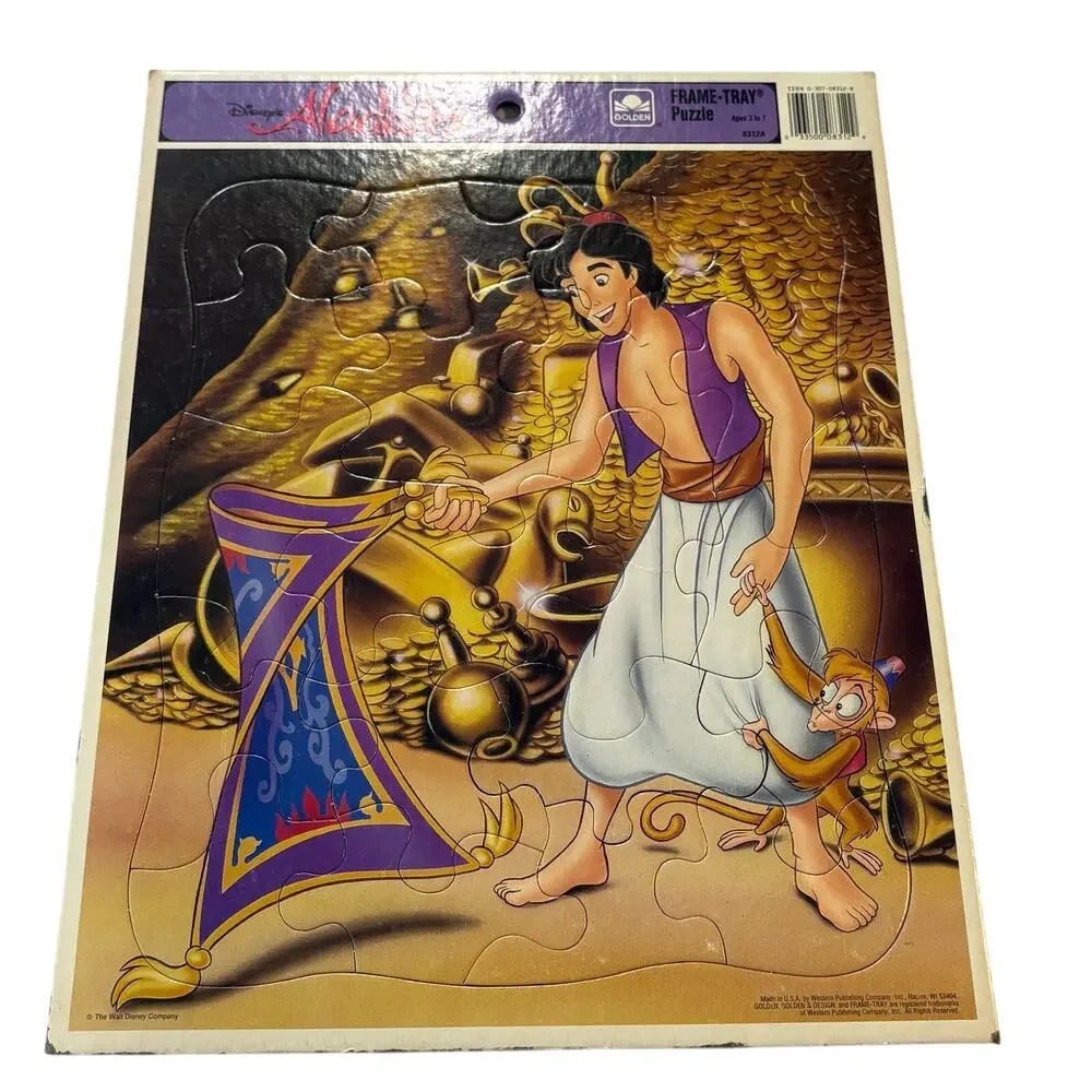 Vintage‎ Frame Tray Puzzles 1973 1992 Santa Aladdin lot of 2